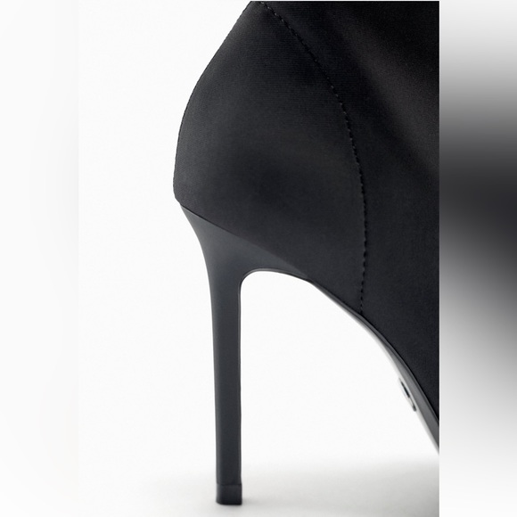 Zara high heel fabric ankle boots 👢 black nwt - Picture 7 of 16